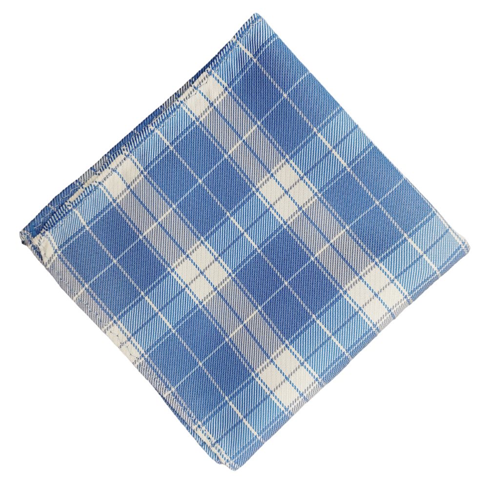 J27605A Col D  Polyester Pocket Square Blue/White