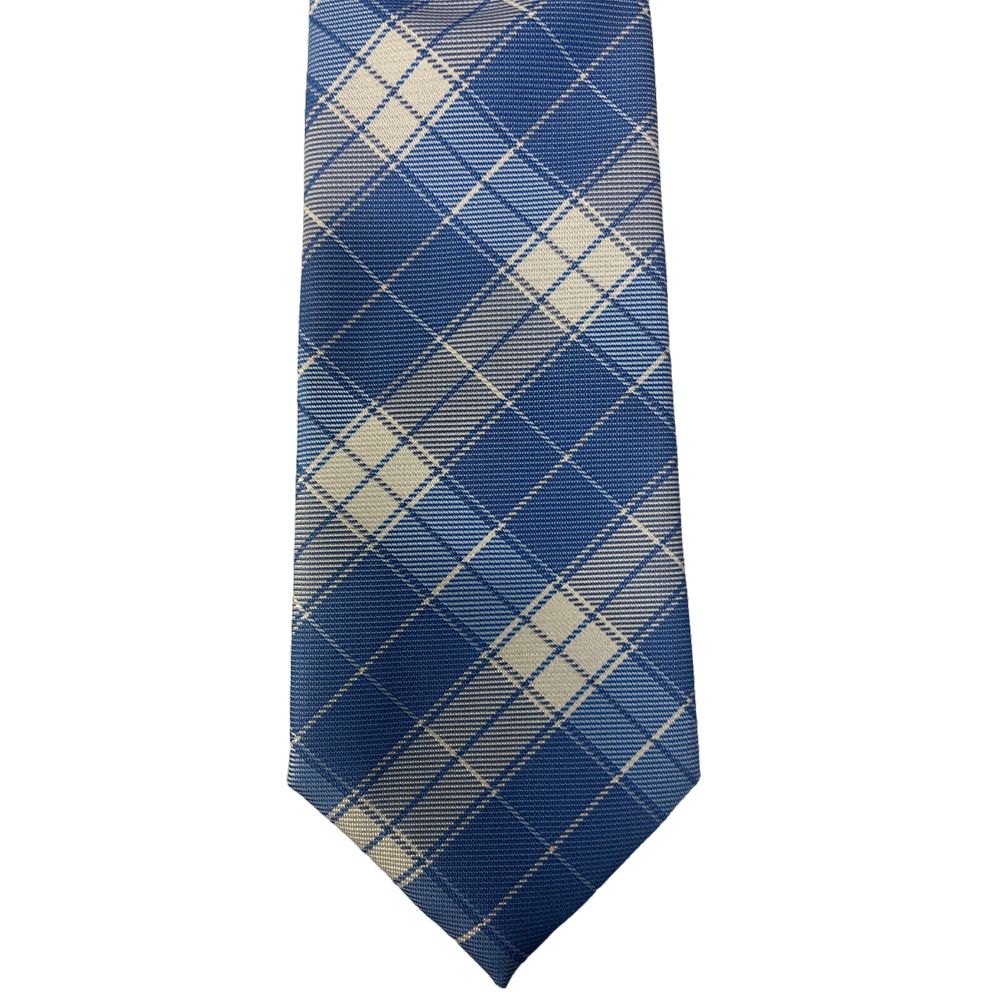 J27605A Col D Blue/White Check Polyester Tie