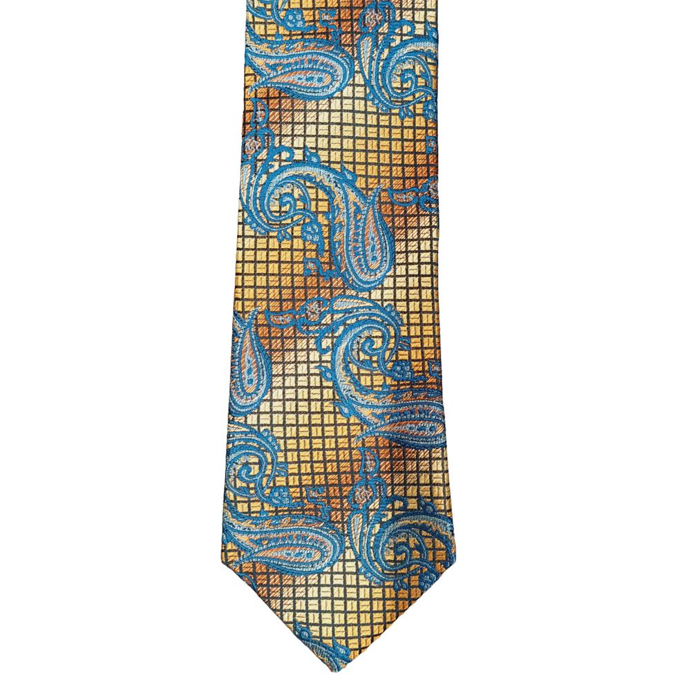 KA01888 Col 1 XL Silk Tie (Gold/Blue)