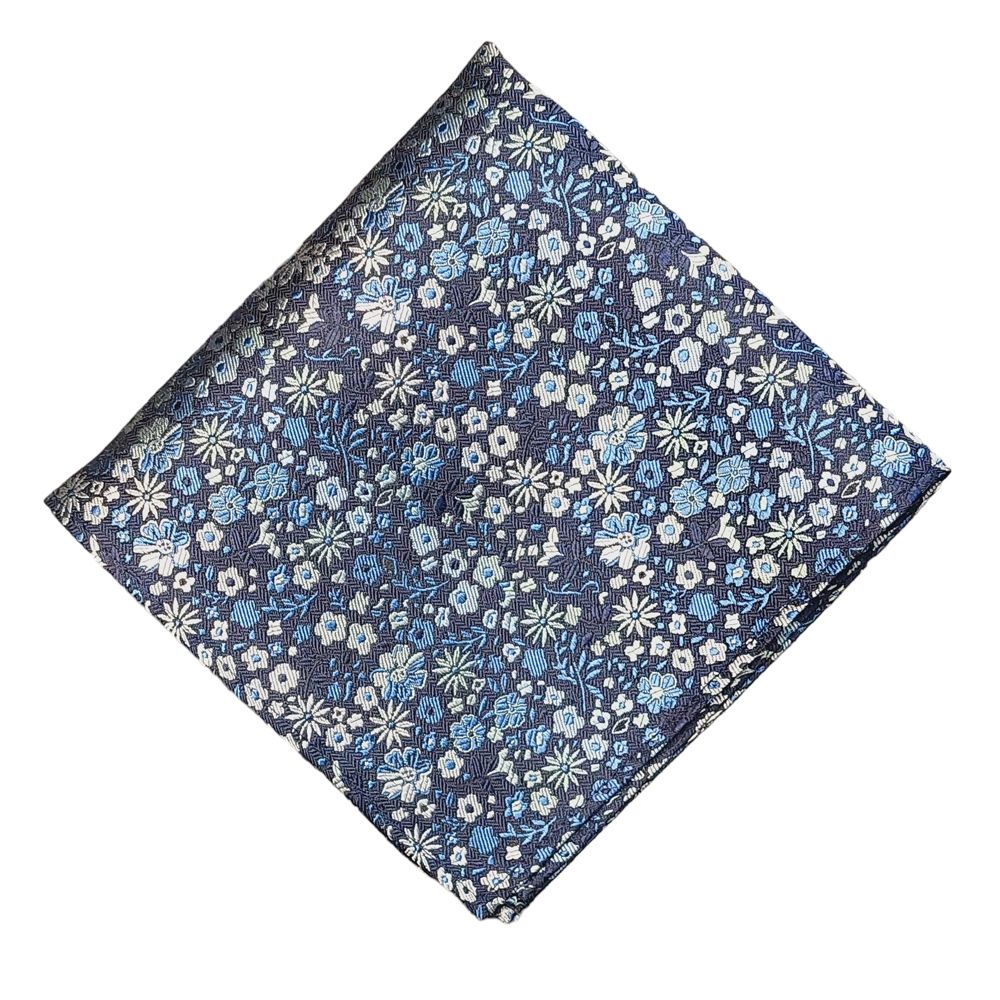 KA02452 Col 6 Silk Pocket Square (Navy/Blue)