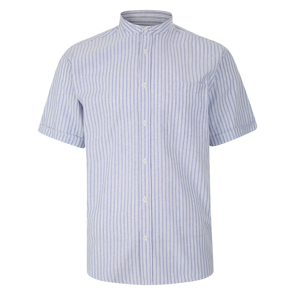 A11305 Kam Short Sleeve Stripe Grandad Shirt (Blue)
