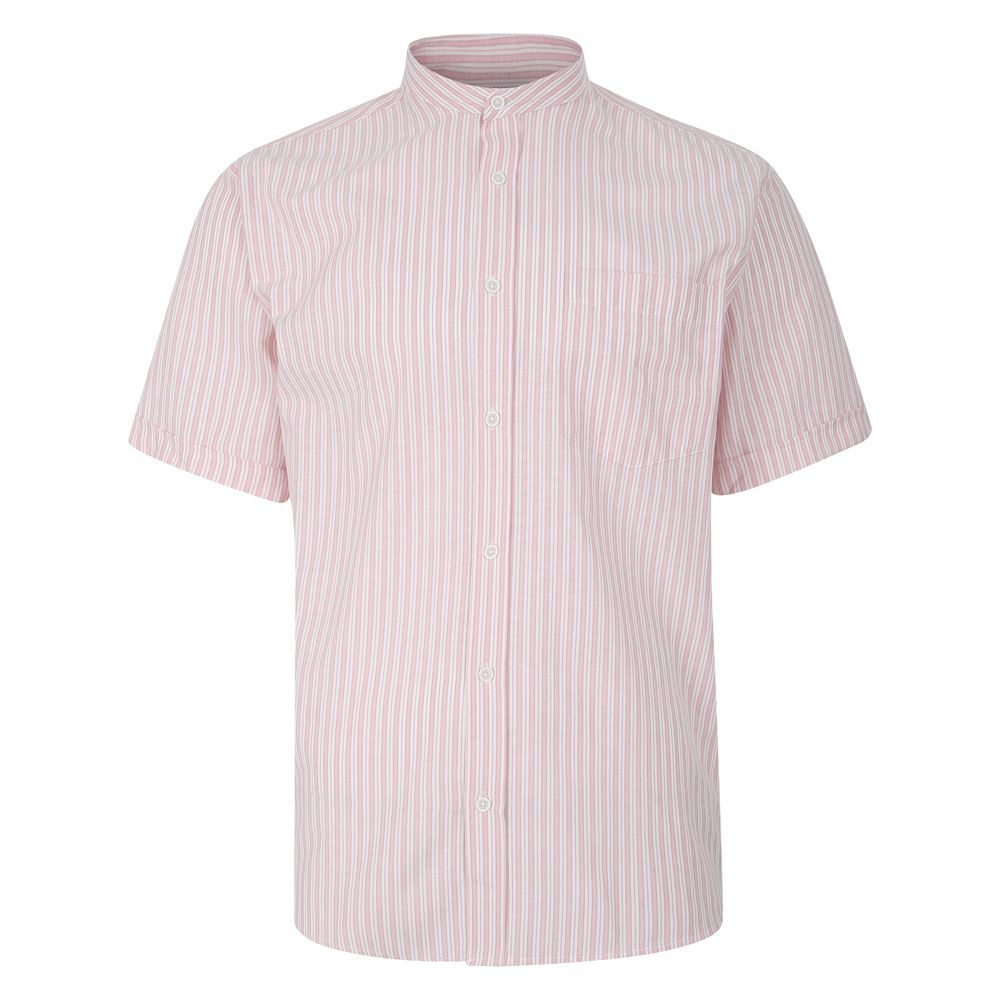 A11305 Kam Short Sleeve Stripe Grandad Shirt (Pink)