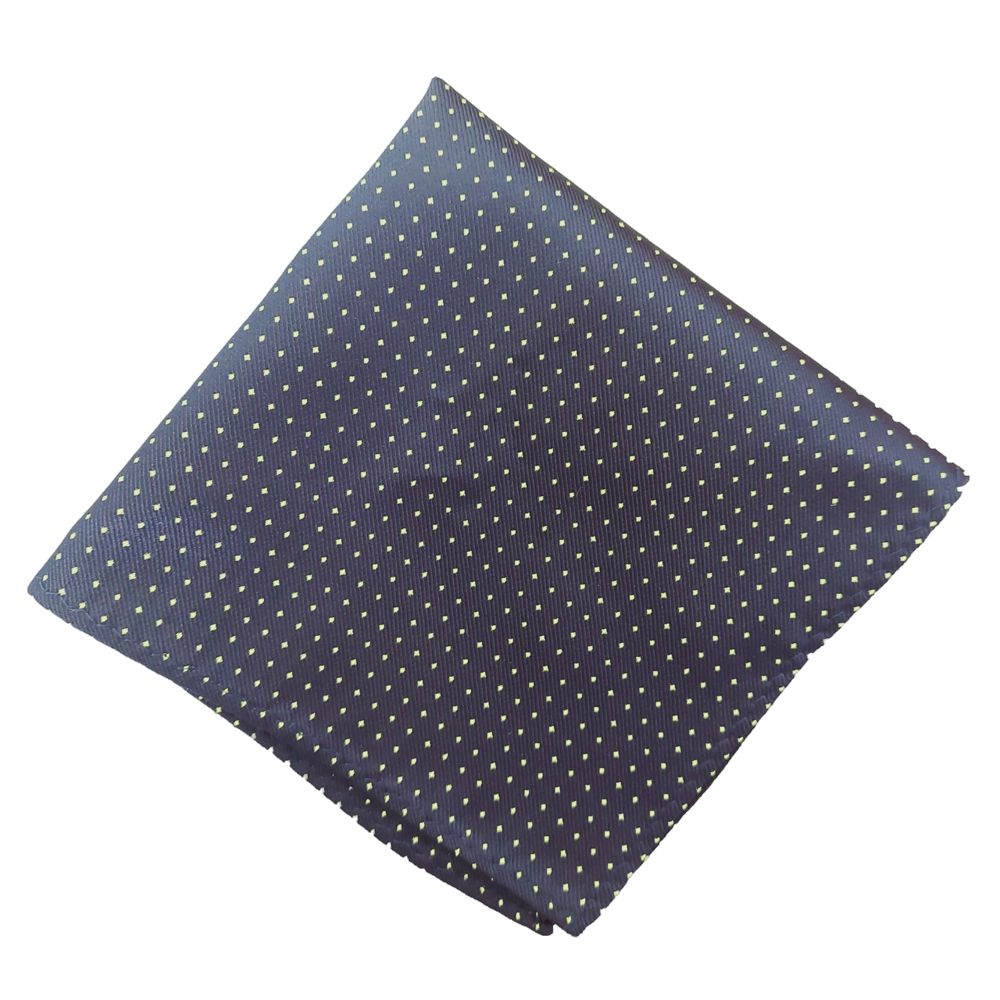 KH01479 Col 6 Polyester Pocket Square Navy/Yellow