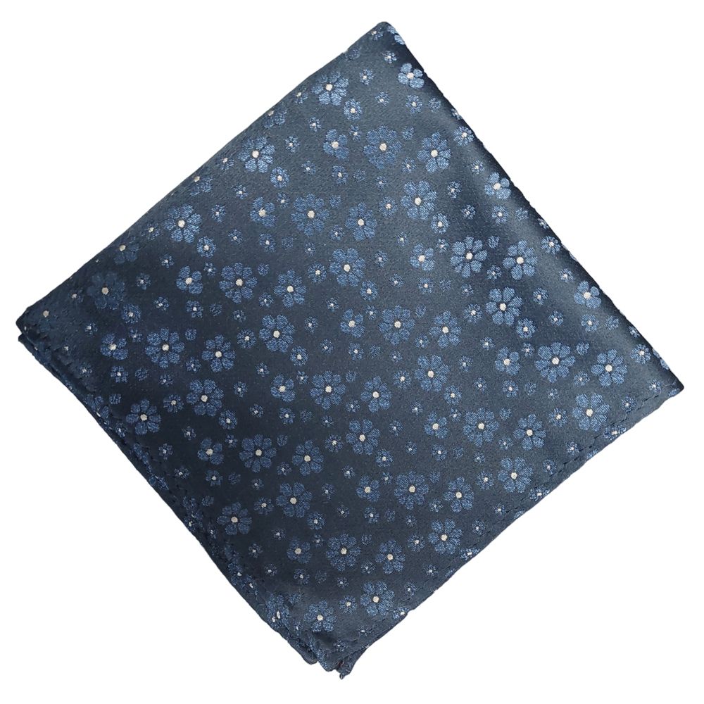 KH01653 Col 4  Polyester Pocket Square Navy/Blue