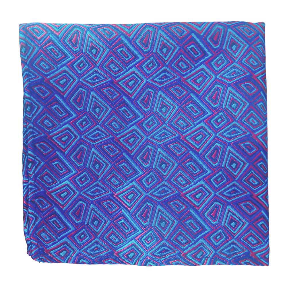 KH02538 Col 2 XL Polyester Pocket Square (Blue/Red)