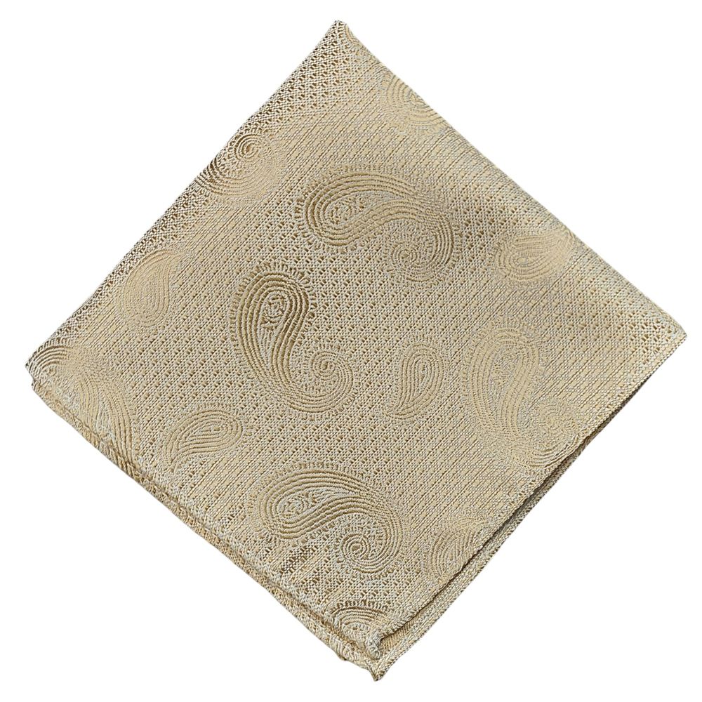 MWY311922 Paisley Poly Pocket Square (Beige)