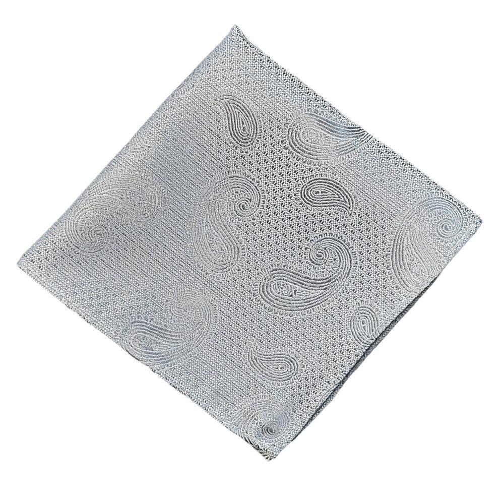 MWY311922 Paisley Poly Pocket Square (Silver)