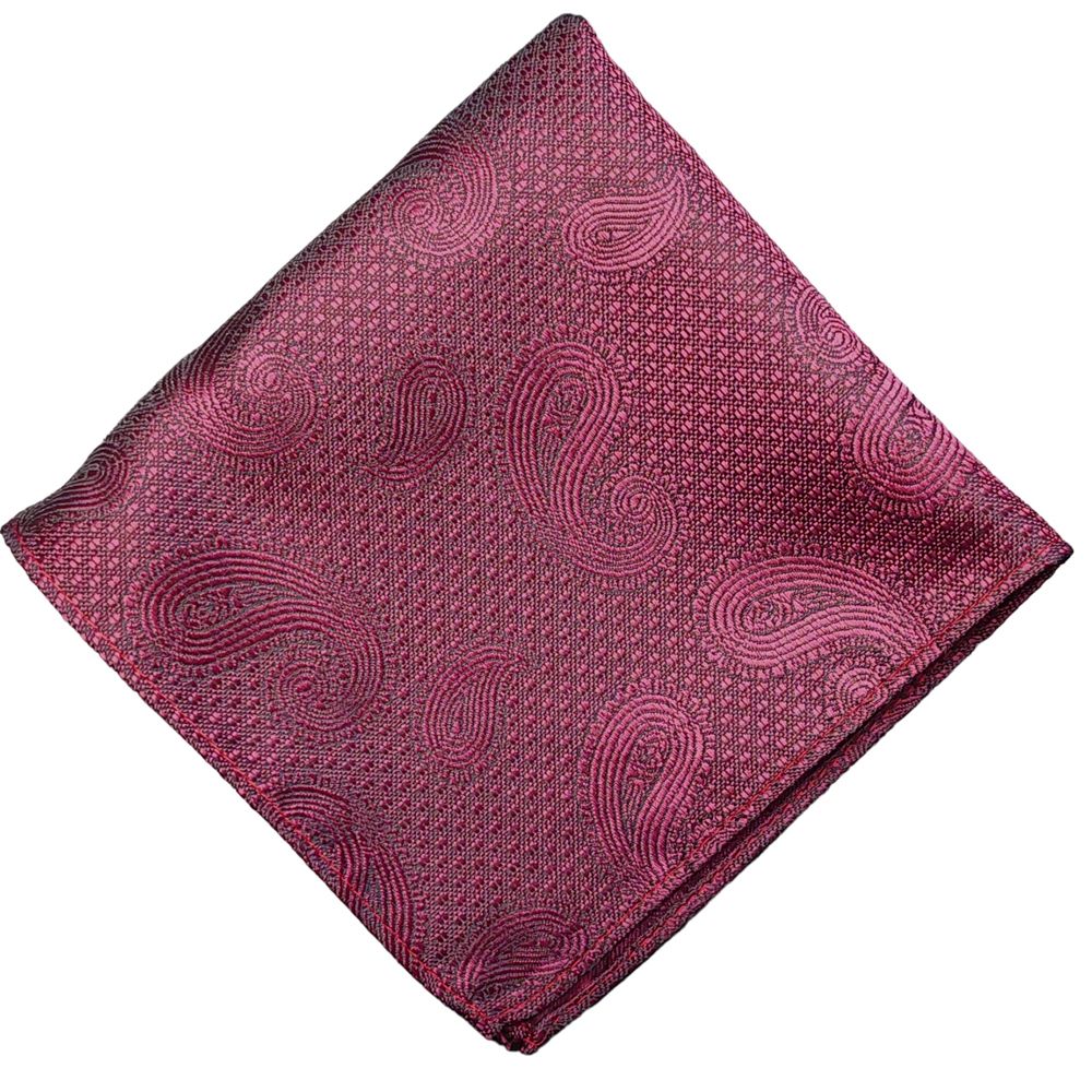 MWY311922 Paisley Poly Pocket Square (Wine)