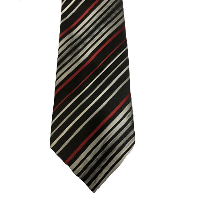 P819 Col 3 XL Polyester Tie (Black/Silver)