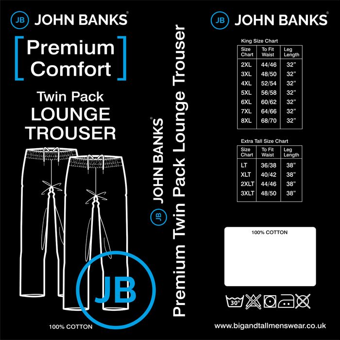 G1092 John Banks Twin Pack Check/Plain Lounge Trousers