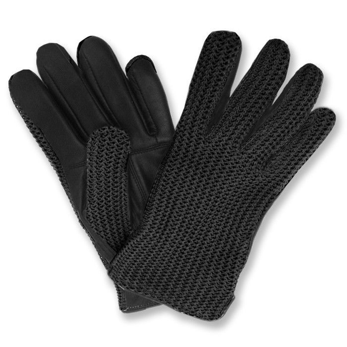 X734 XL Lambskin/knitted Back Gloves (Black)