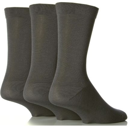 X755 Comfort Cuff Bamboo Plain Socks upto size 14 (Grey)