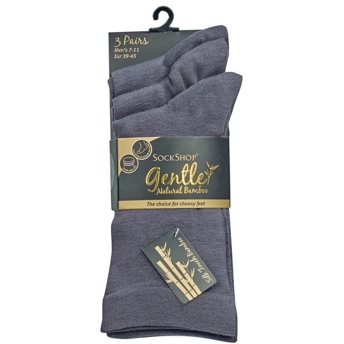 X755 Comfort Cuff Bamboo Plain Socks upto size 14 (Grey)