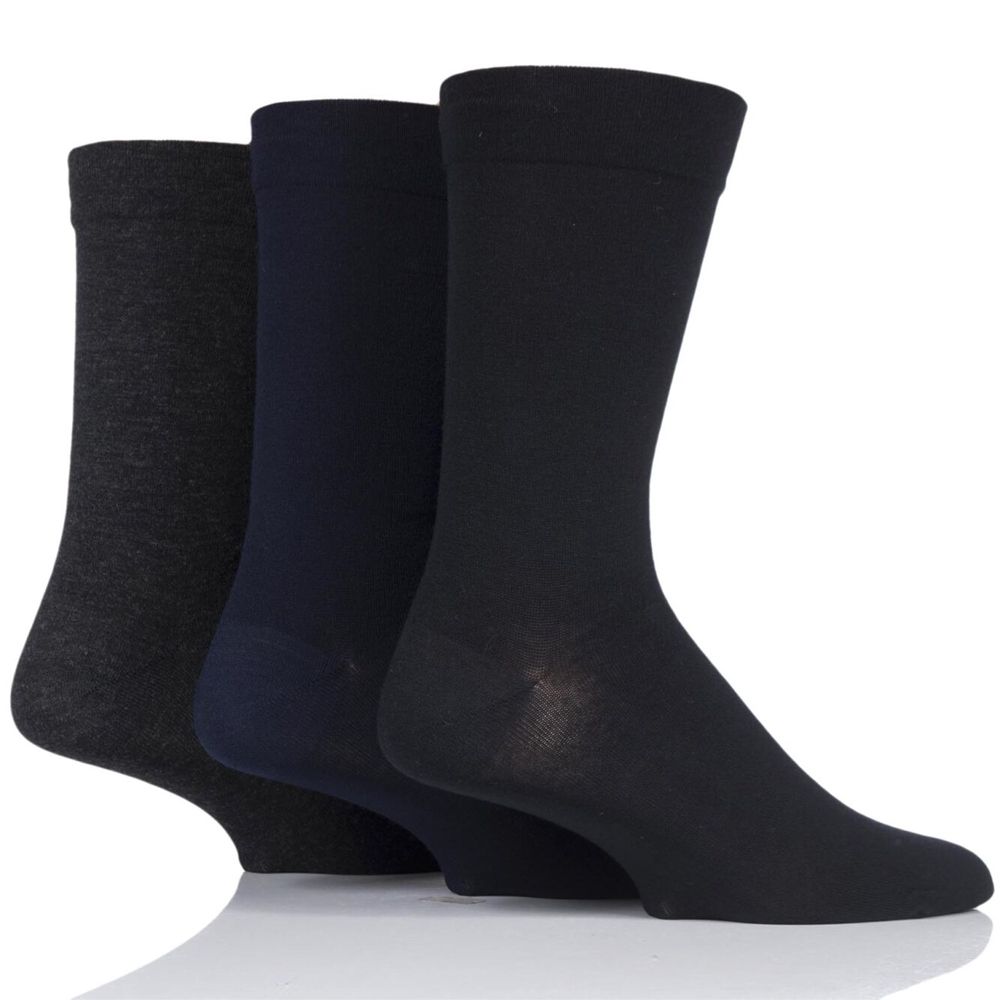X755 Comfort Cuff Bamboo Plain Socks upto size 14 (Mix Pack)
