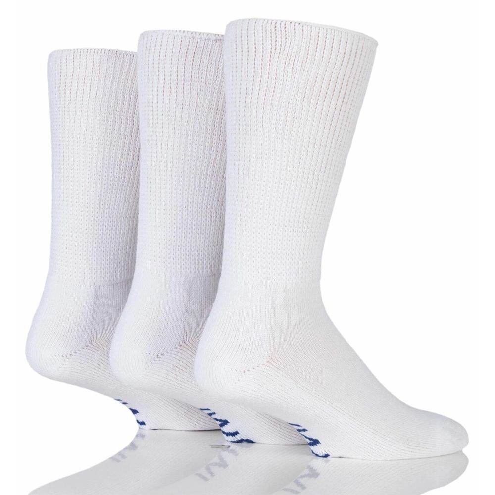 X766 3 Pack Diabetic Socks Up to Size 14 (White)