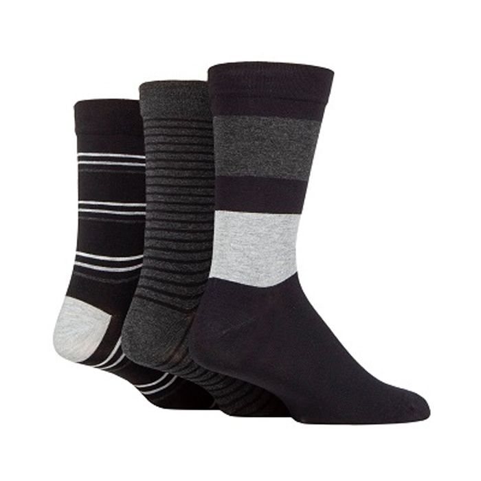 X876 Comfort Cuff Bamboo Striped Socks Upto size 14
