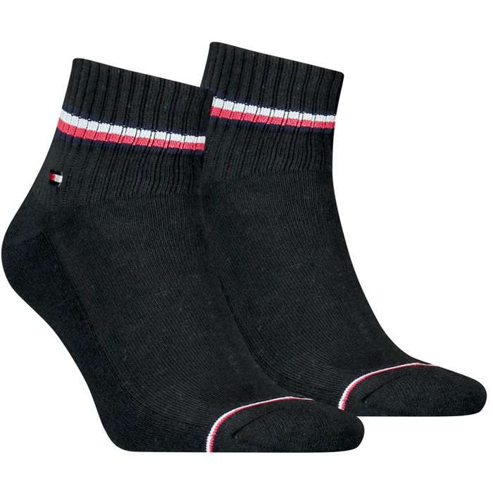 X885 Tommy Hilfiger Iconic Quarter Sock (2 Pair Pack,Black)