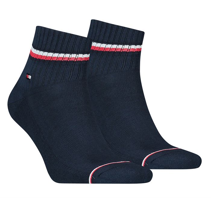 X885 Tommy Hilfiger Iconic Quarter Sock (2 Pair Pack, Navy)