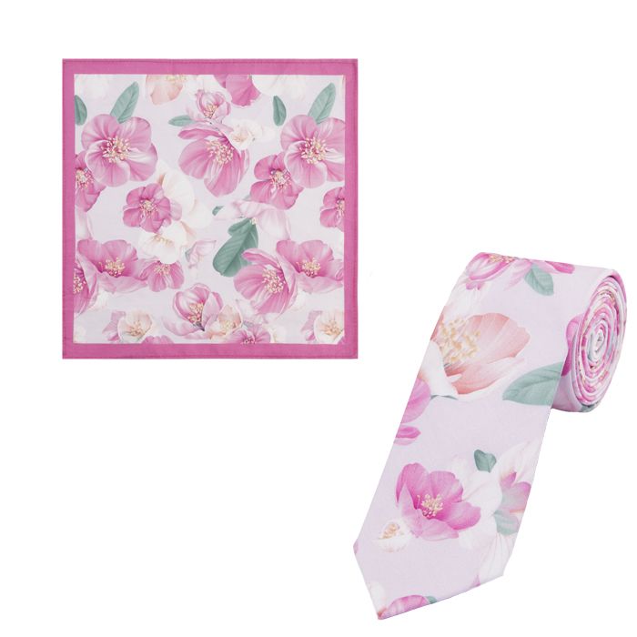 TA8781 Skopes Tie & Floral Printed Pocket Square Set
