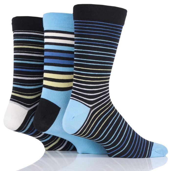 X912 Comfort Cuff Bamboo Striped Socks Upto size 14