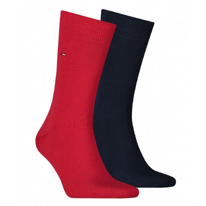 X913 Tommy Hilfiger Classic Socks (2 Pair Pack, Navy/Red)
