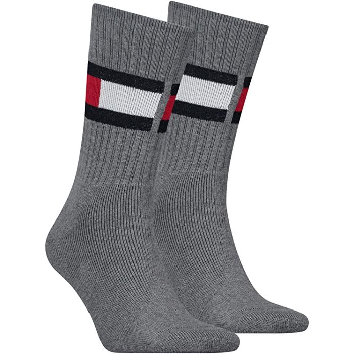 X914 Tommy Hilfiger Flag Socks (1 Pair Pack,Grey)
