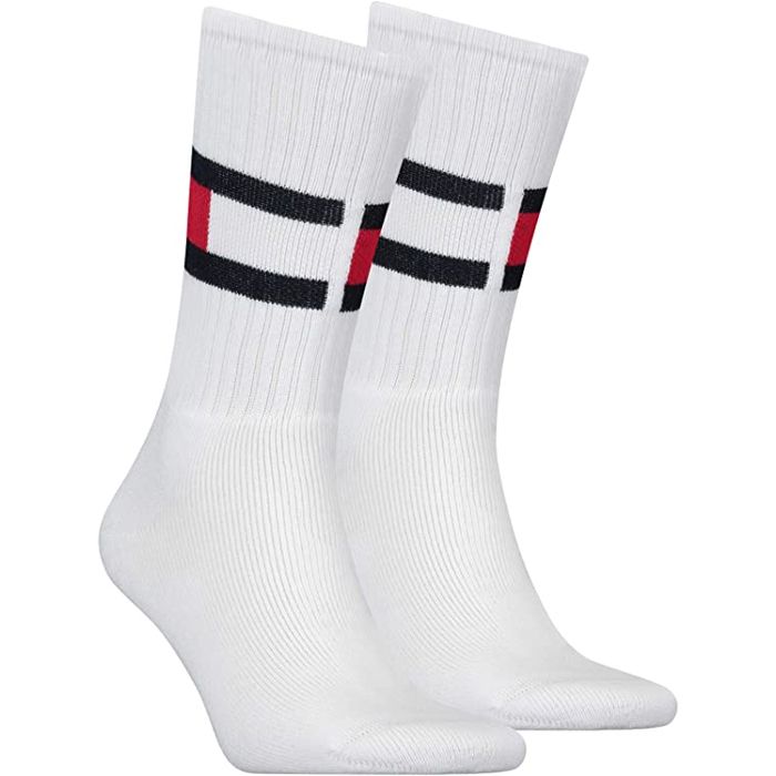 X914 Tommy Hilfiger Flag Socks (1 Pair Pack,White)