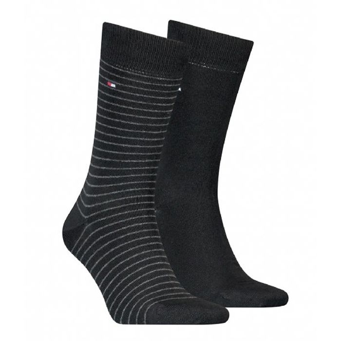 X915 Tommy Hilfiger Stripe Socks (2 Pair Pack, Black)