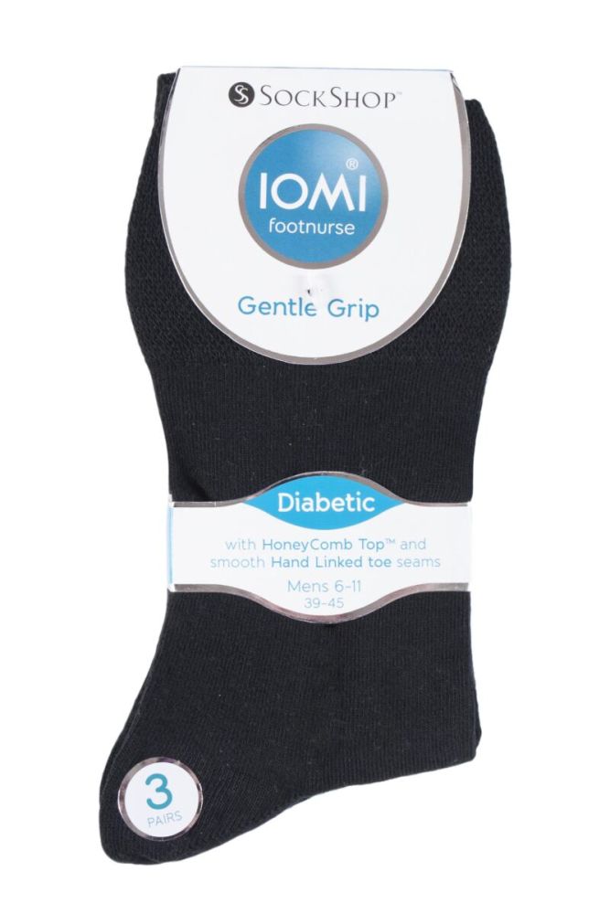 X851 Gentle Grip Diabetic Sock 3 Pair Pack (Black)
