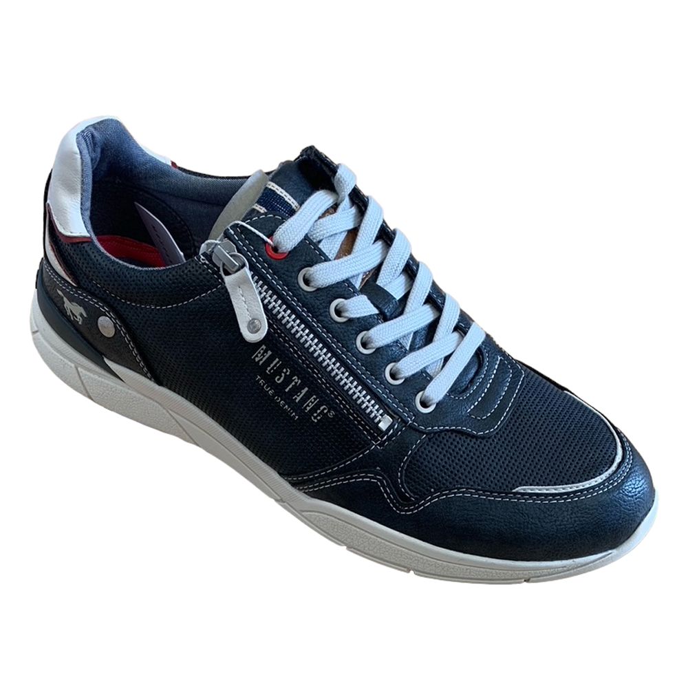 H1844 Mustang Perforated Side Zip Casual Shoe (Navy)