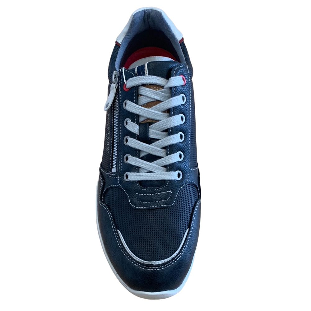 H1844 Mustang Perforated Side Zip Casual Shoe (Navy)