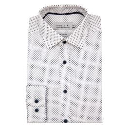 A11244 Double Two Polka Dot Print Formal Shirt (White) | John Banks